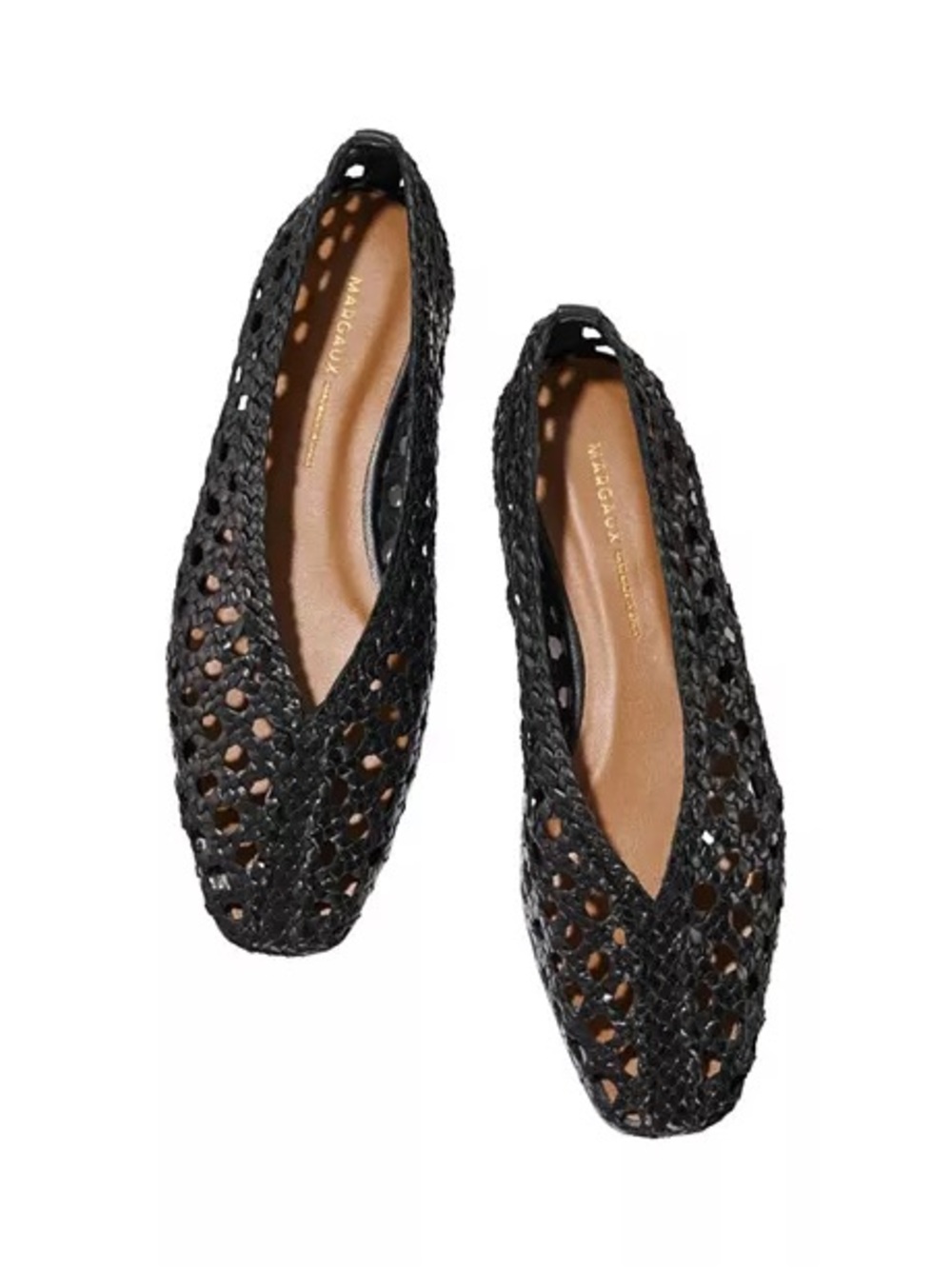 The Woven Paz Flat by Margaux in black leather (38)